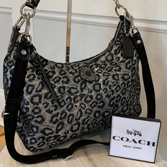 Coach Handbags - Coach Large Vintage Ocelot Metallic Sparkle Crossbody/Hobo Bag NWOT